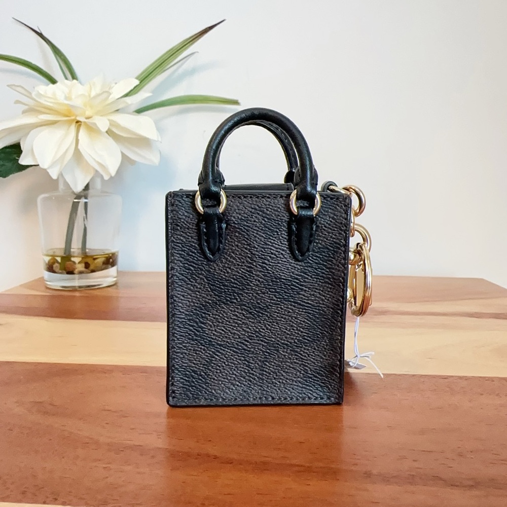 NWT Coach North/South Mini Tote Bag Charm In‎ Signature Canvas - Picture 2 of 5